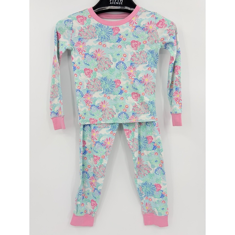 Pottery Barn Kids Lilly Pulitzer Pajamas Organic Cotton Size 8 PJs Long Sleeve